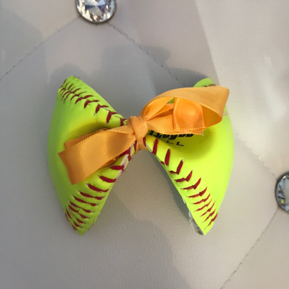 Homemade softball hair bows